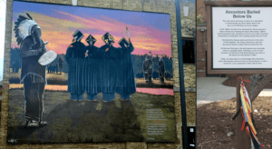 Native American burial site memorial mural.