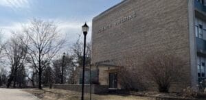 Science building on a sunny day.