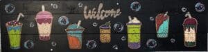 Welcome! Bubble tea shop sign.