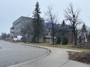 New building under construction on campus.