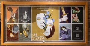 Theater season poster with diverse artistic themes.